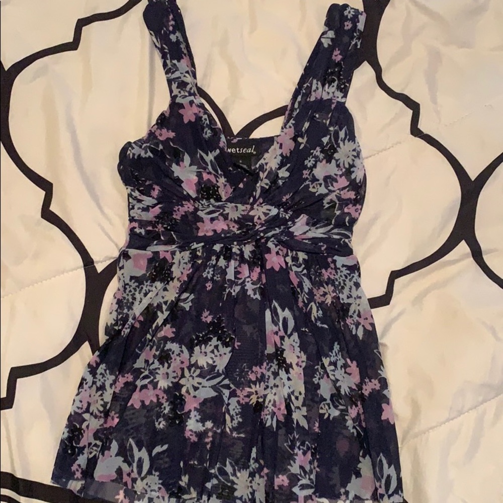 Wet Seal Floral Tulle Tank